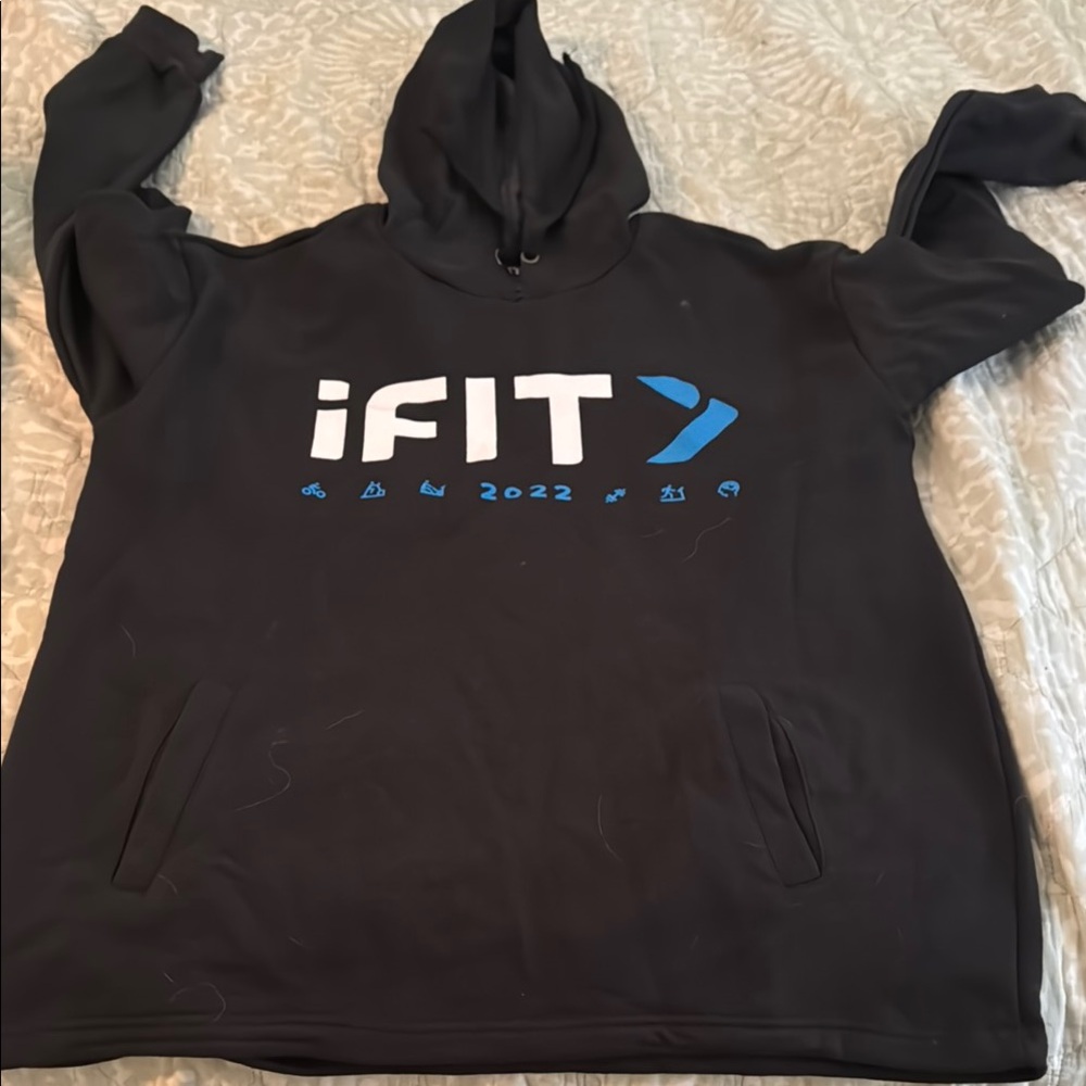 iFIT Black Hoodie with Blue Logo